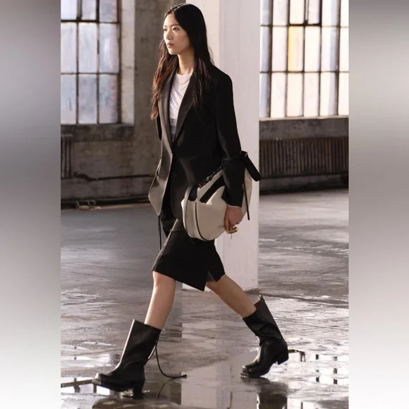 Zara Oversized Wool Blend Jacket Blazer Coat ZW Collection Black size XS NWT - Picture 6 of 16